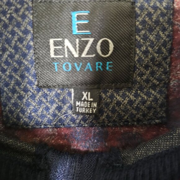 Enzo Tovare Mens 1/4 Zip Pullover Sweater Sz XL Textured Navy Preppy Old Money - Picture 5 of 10